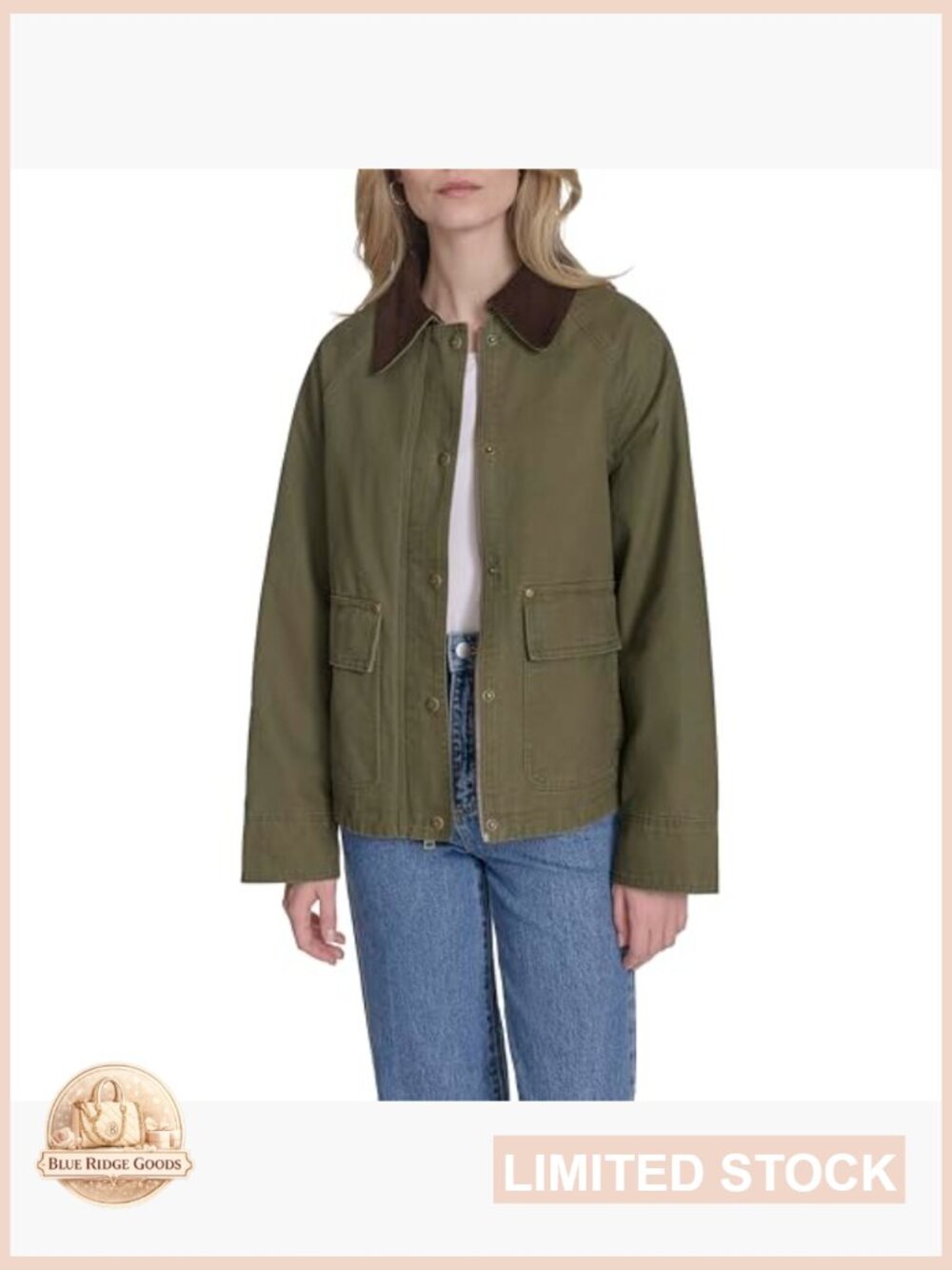 Short Cotton Barn Jacket Classic Quilted Laydown Corduroy Collar Durable Zip - Picture 2 of 7